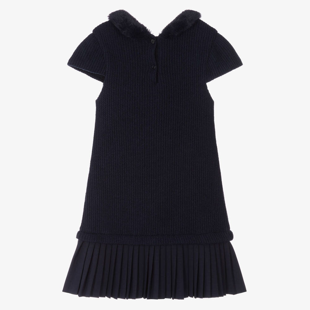 Lapin House-Girls Navy Blue Knitted Dress | Childrensalon Outlet