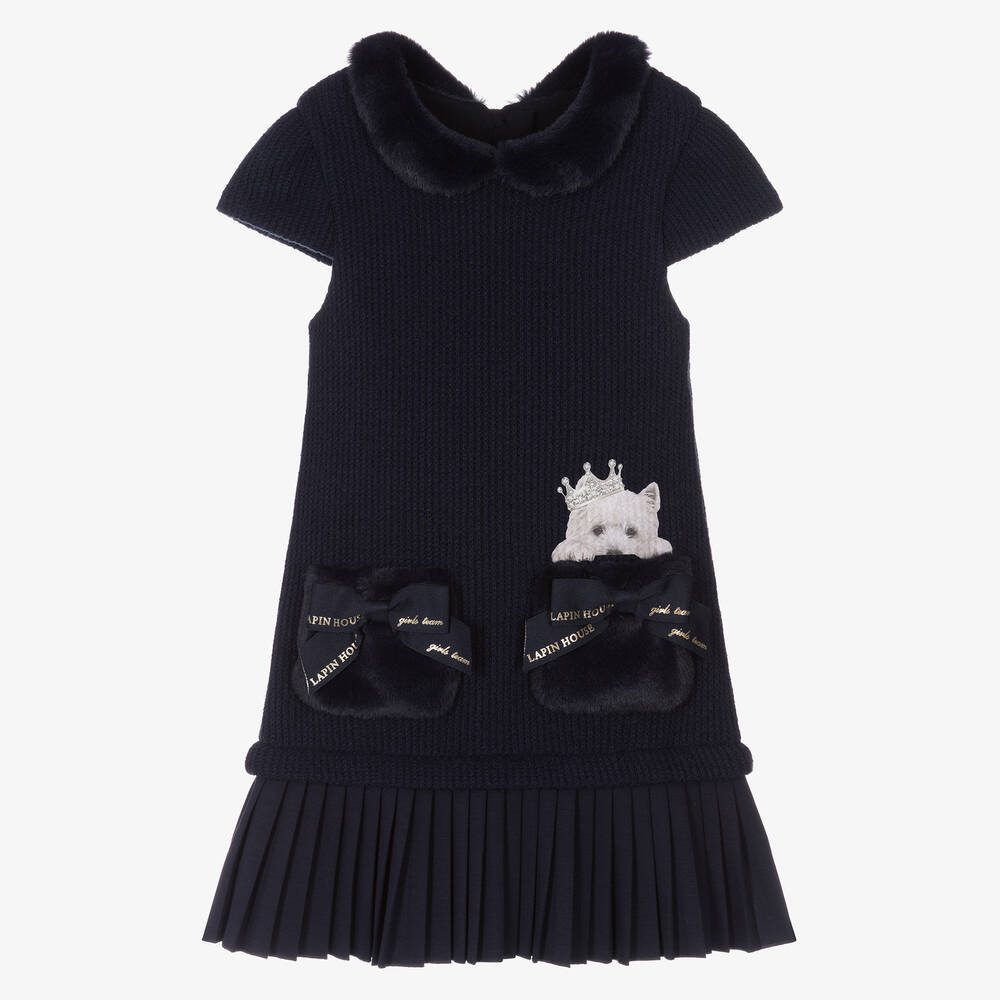 Lapin House-فستان جيرسي لون كحلي | Childrensalon Outlet