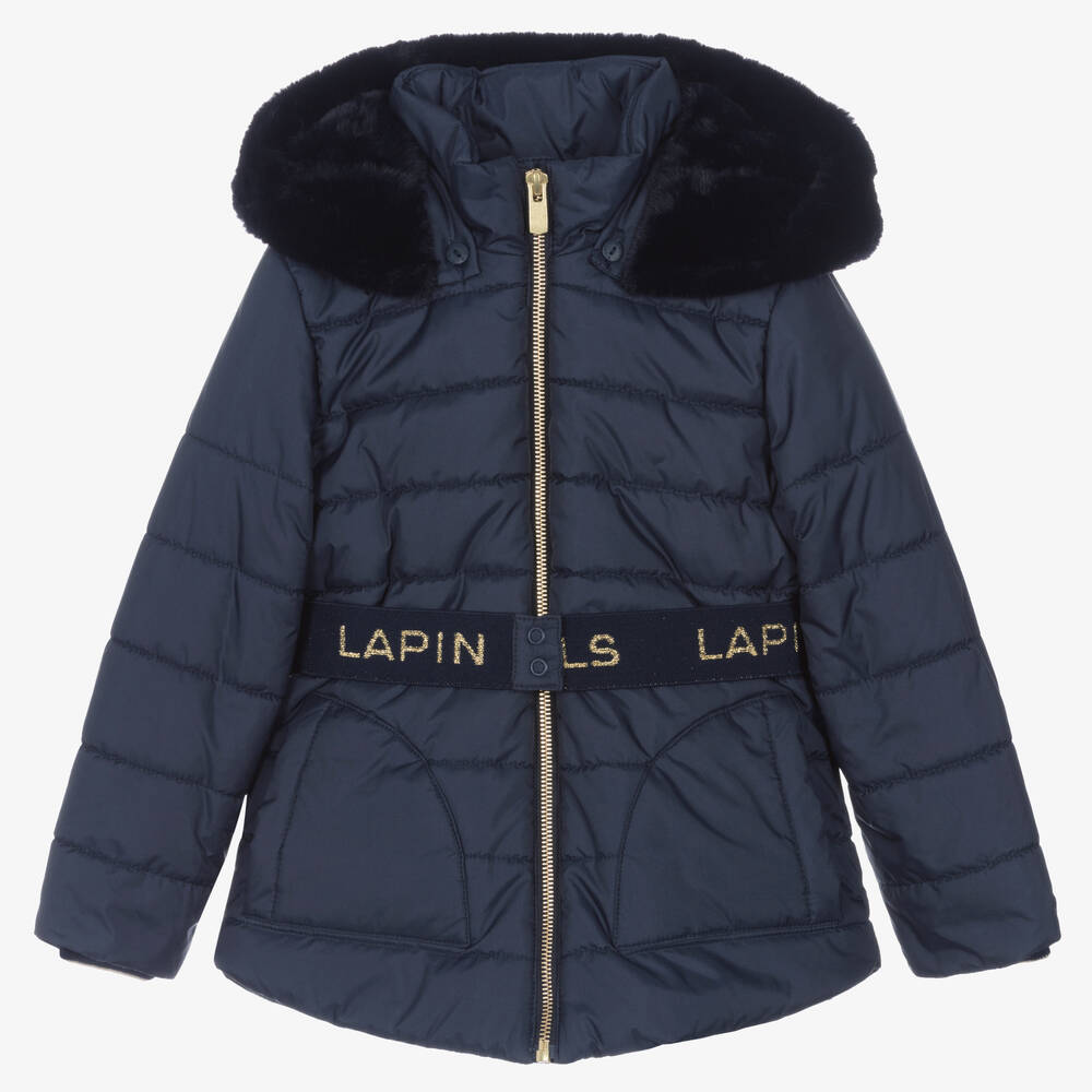 Lapin House-Girls Navy Blue Padded Coat | Childrensalon Outlet