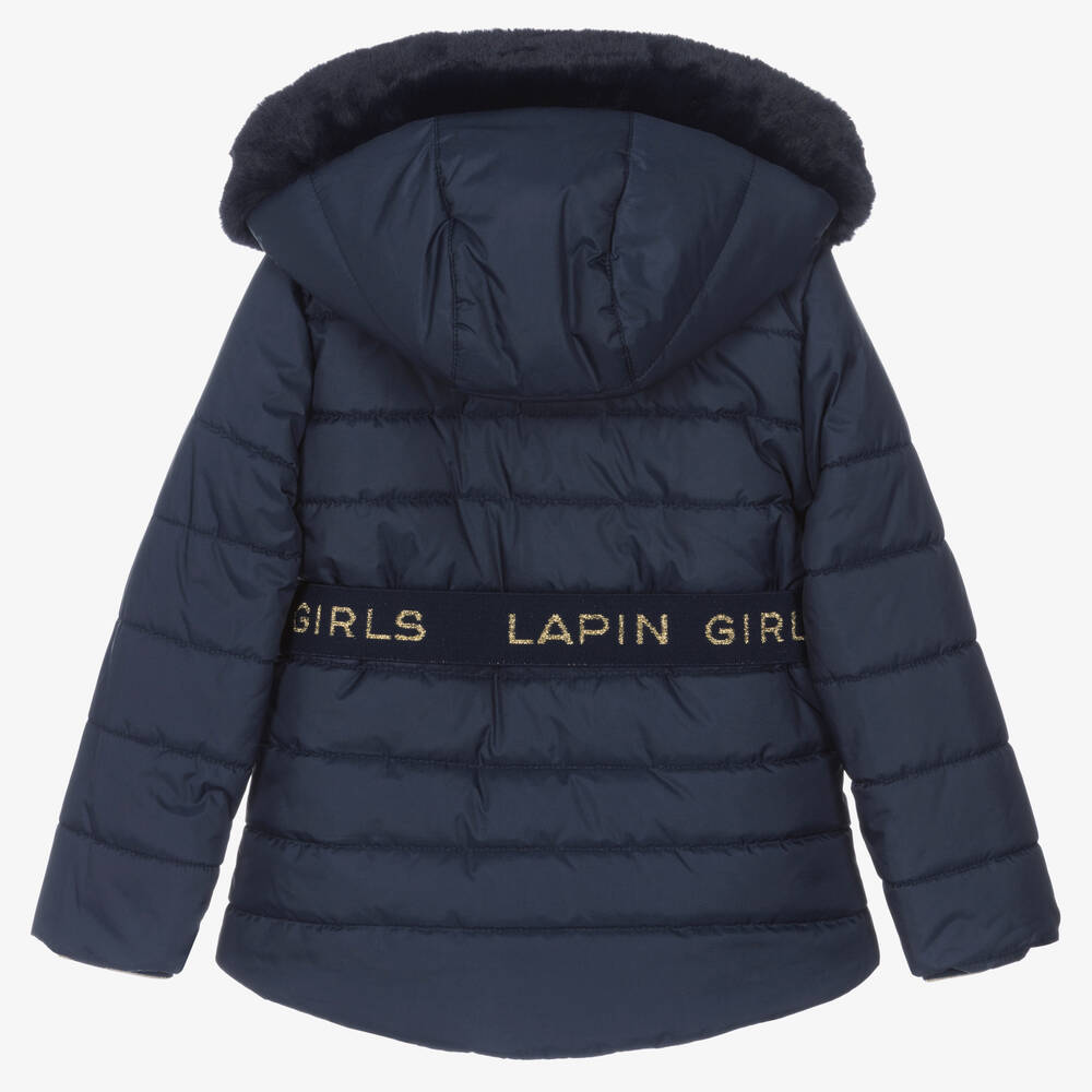 Lapin House-Girls Navy Blue Padded Coat | Childrensalon Outlet