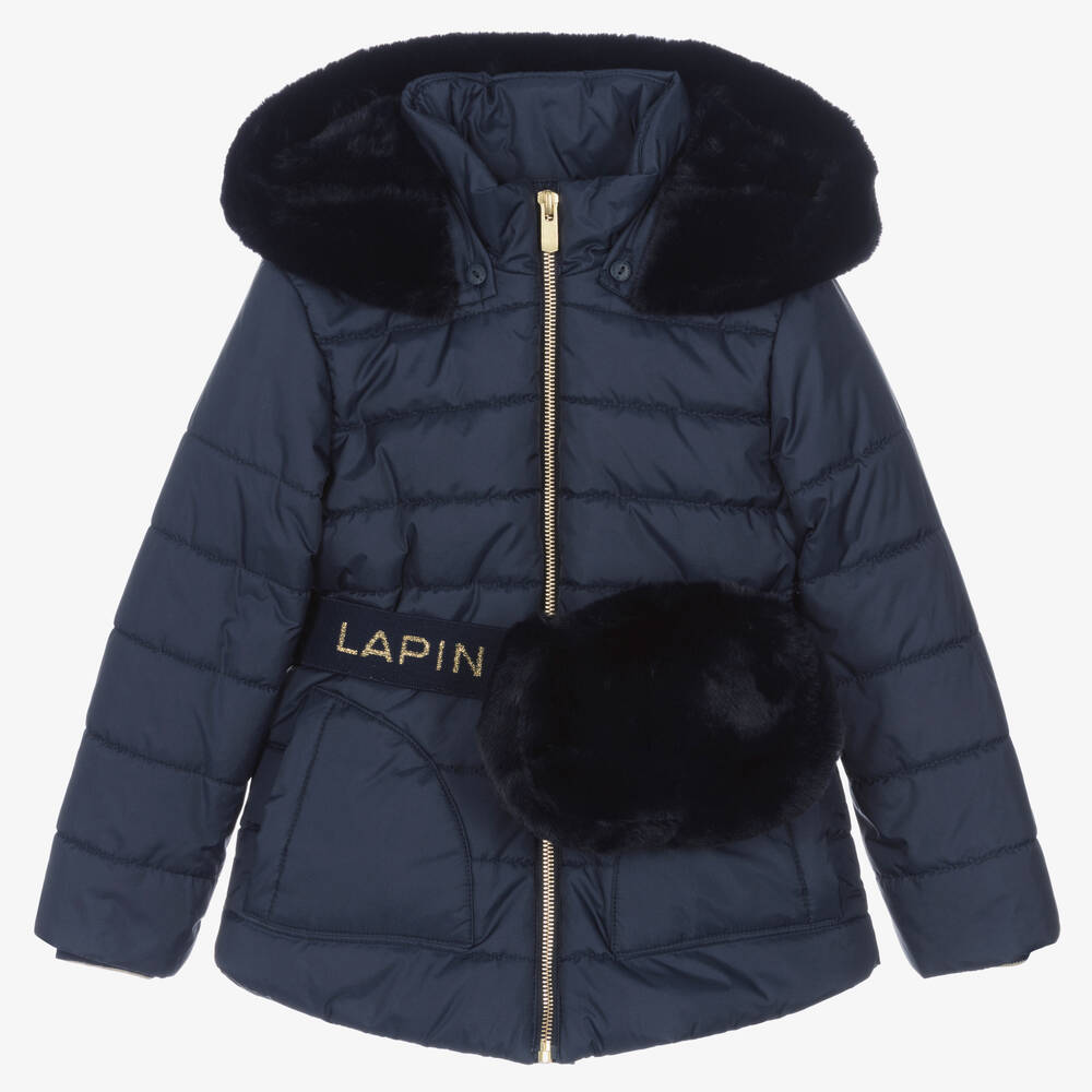 Lapin House - Girls Navy Blue Padded Coat | Childrensalon