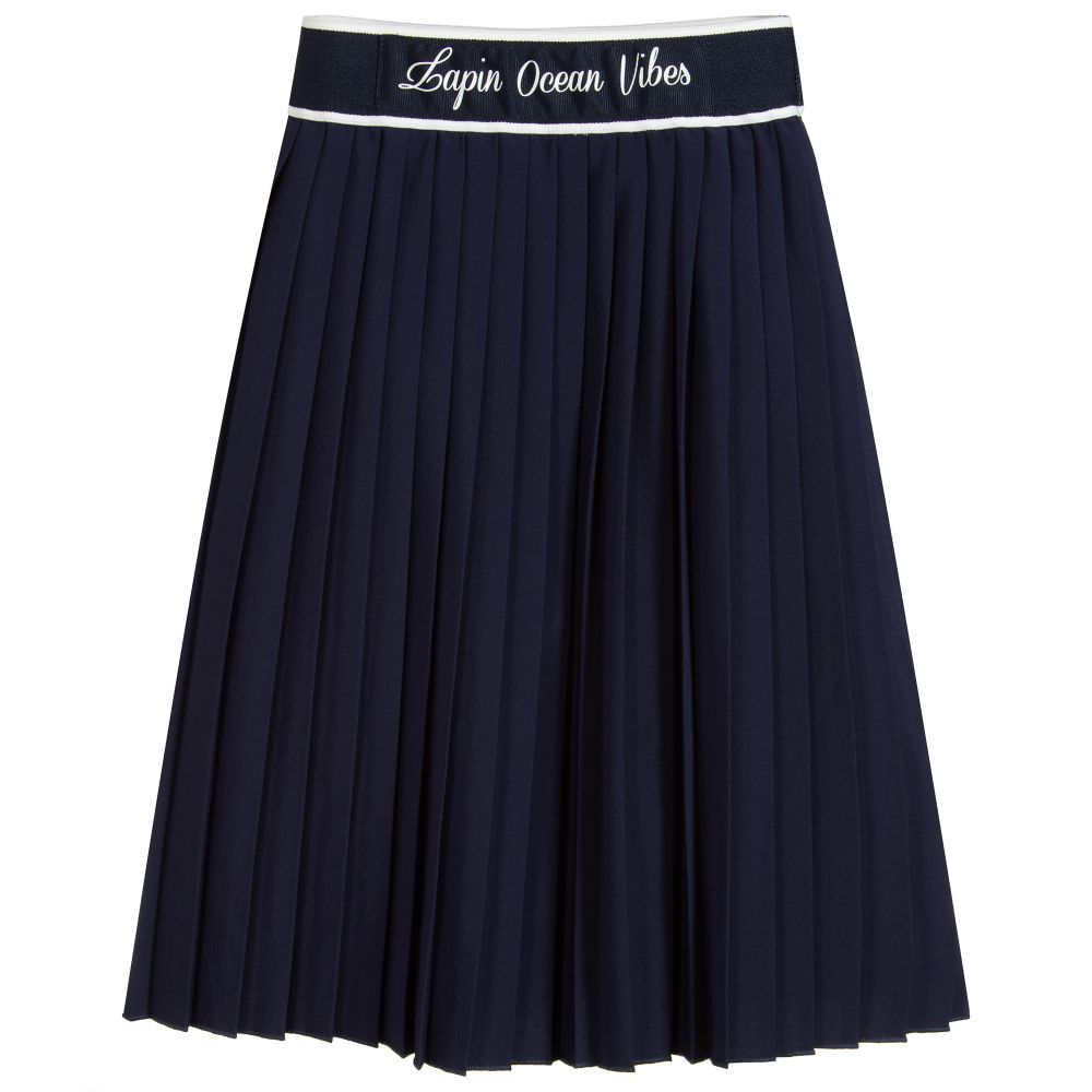 Lapin House - Girls Navy Blue Pleated Skirt | Childrensalon