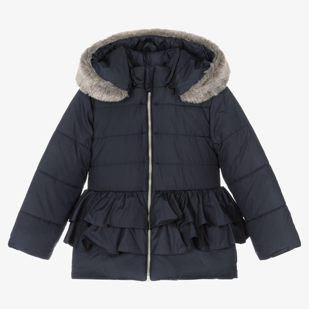 Lapin House - Girls Navy Blue Puffer Coat | Childrensalon