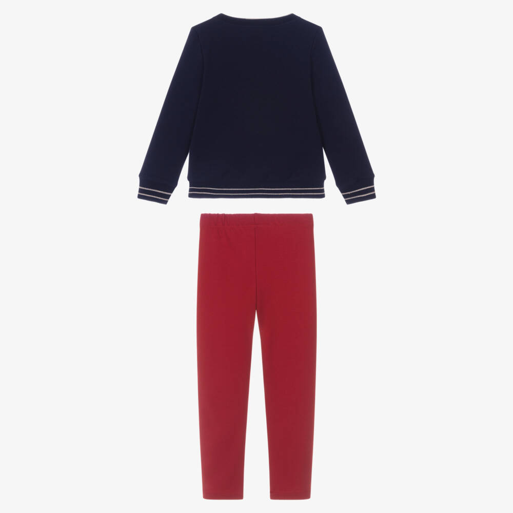Lapin House-Girls Navy Blue & Red Leggings Set | Childrensalon Outlet
