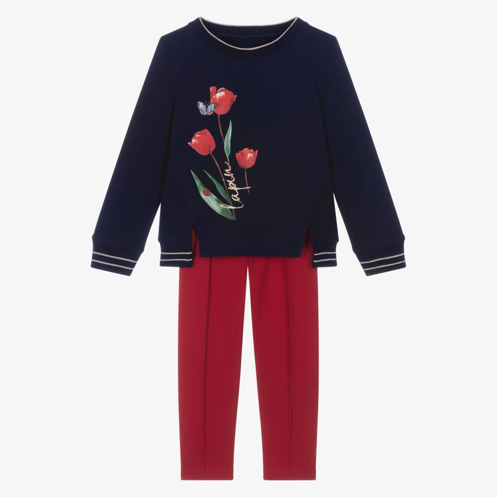 Lapin House-Girls Navy Blue & Red Leggings Set | Childrensalon Outlet