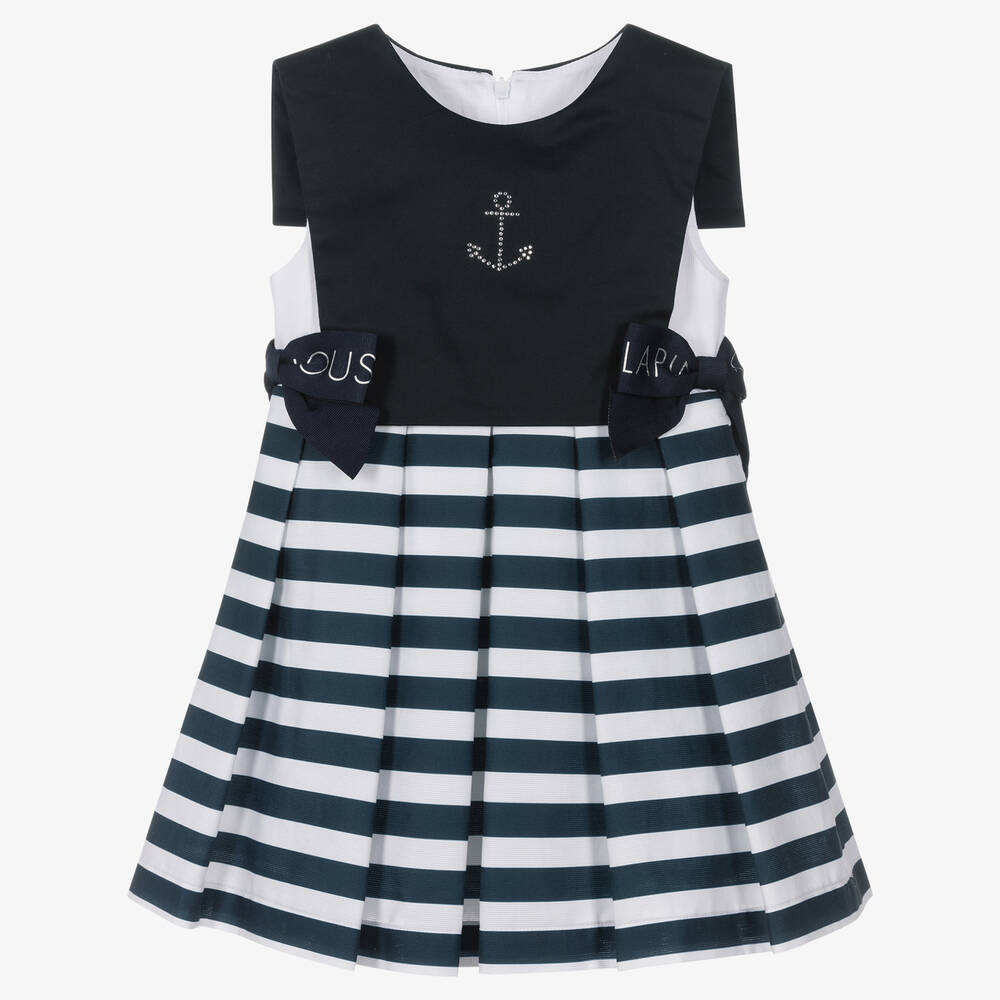 Lapin House - Navyblaues Matrosenkleid gestreift | Childrensalon