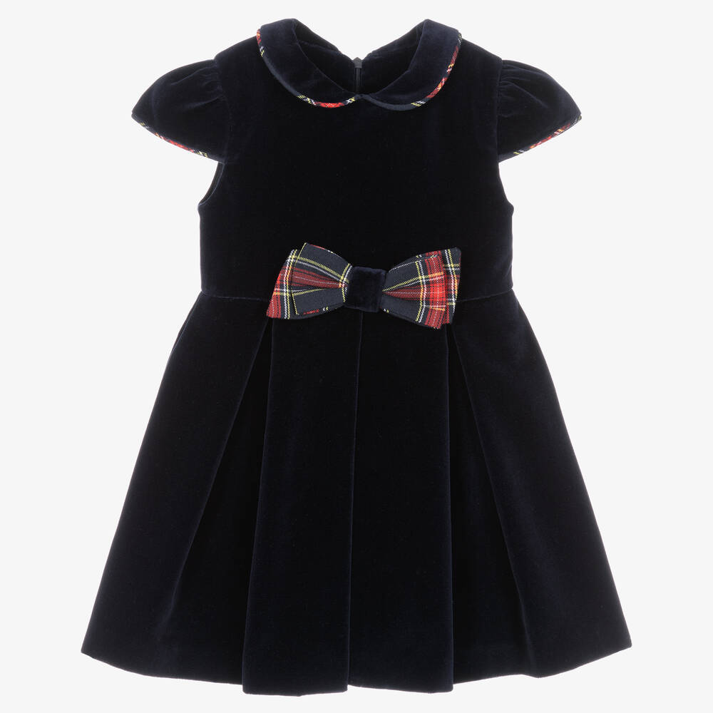 Lapin House - Robe bleu marine en velours fille | Childrensalon