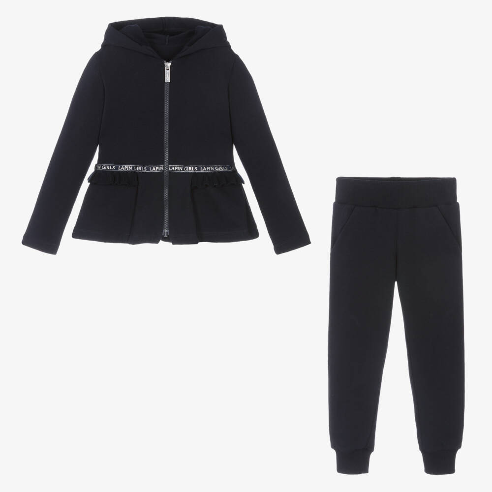 Lapin House-Girls Navy Ruffle Trim Set | Childrensalon Outlet