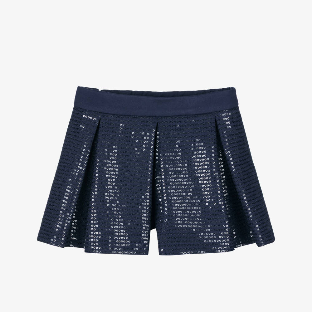 Lapin House-Girls Navy Sparkle Pleated Shorts | Childrensalon Outlet