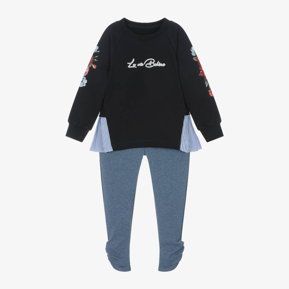 Lapin House-Girls Navy Sweatshirt and Leggings Set | Childrensalon Outlet