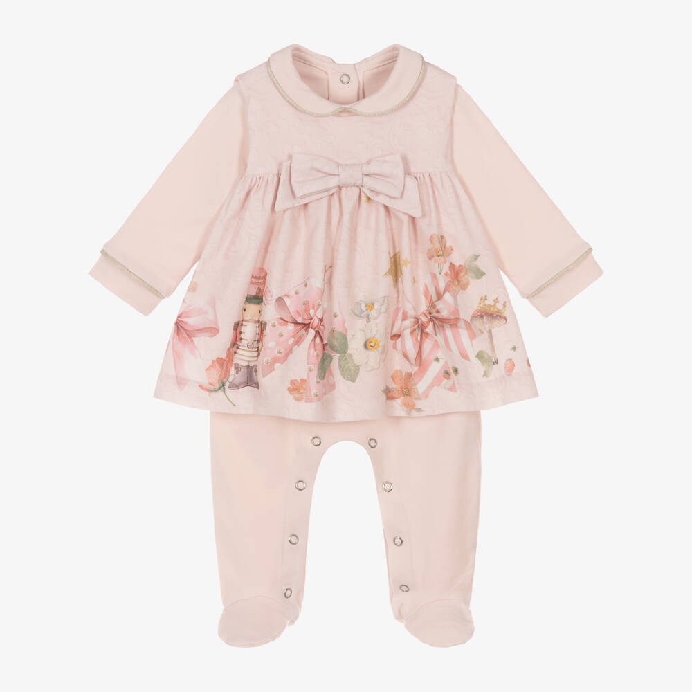 Lapin House-Girls Pale Pink Cotton Babygrow & Dress Set  | Childrensalon Outlet