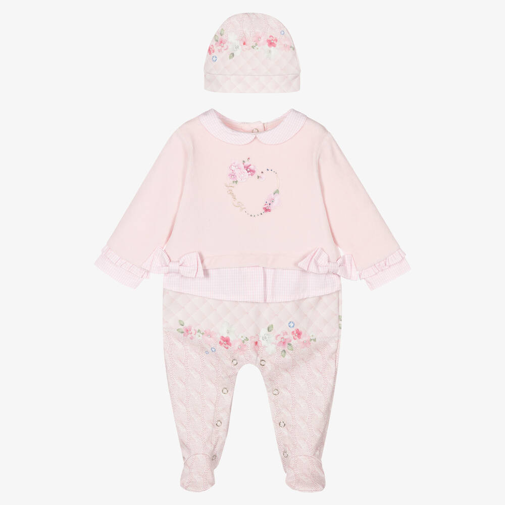 Lapin House - Girls Pink Babygrow & Hat Set | Childrensalon