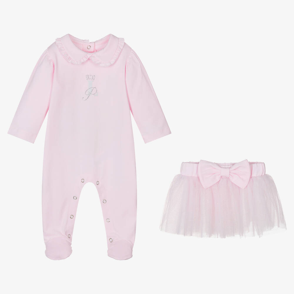 Lapin House-طقم أفرول بيبي غرو وتنورة قطن جيرسي وتول لون زهري | Childrensalon Outlet