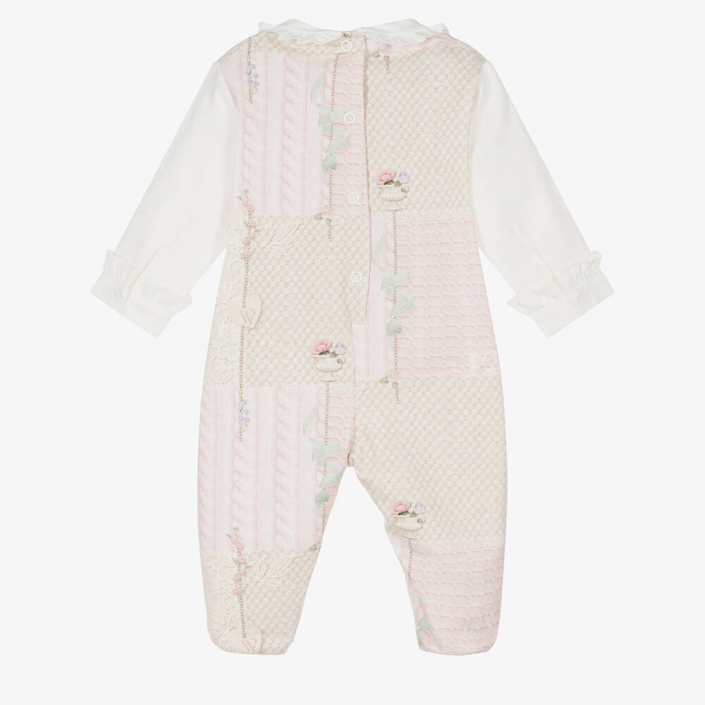 Lapin House-أفرول بيبي غرو قطن لون بيج وزهري للمولودات | Childrensalon Outlet