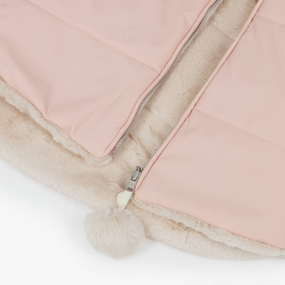 Lapin House-Girls Pink & Beige Faux Fur Reversible Gilet | Childrensalon Outlet