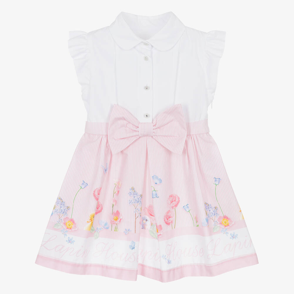 Lapin House-فستان مخطط باللون الوردي للبنات | Childrensalon Outlet