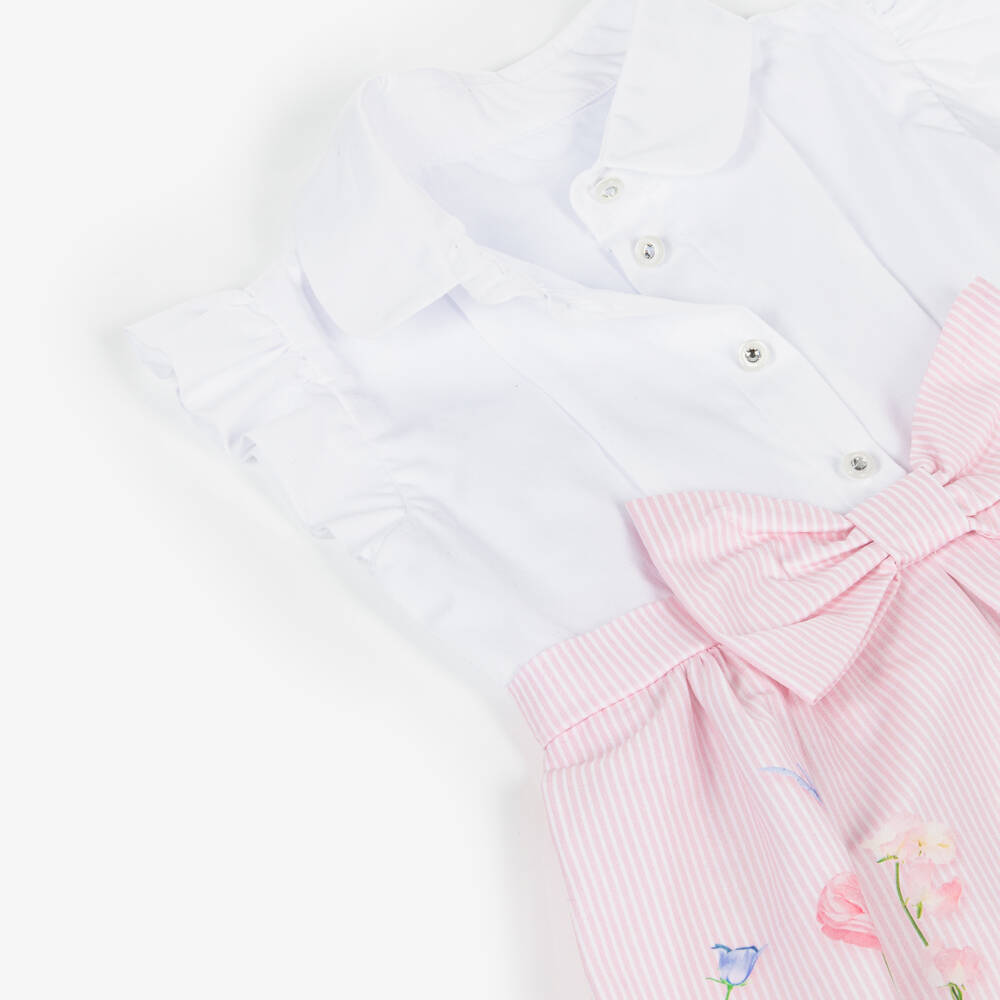 Lapin House-Girls Pink Blossom Stripe Dress | Childrensalon Outlet