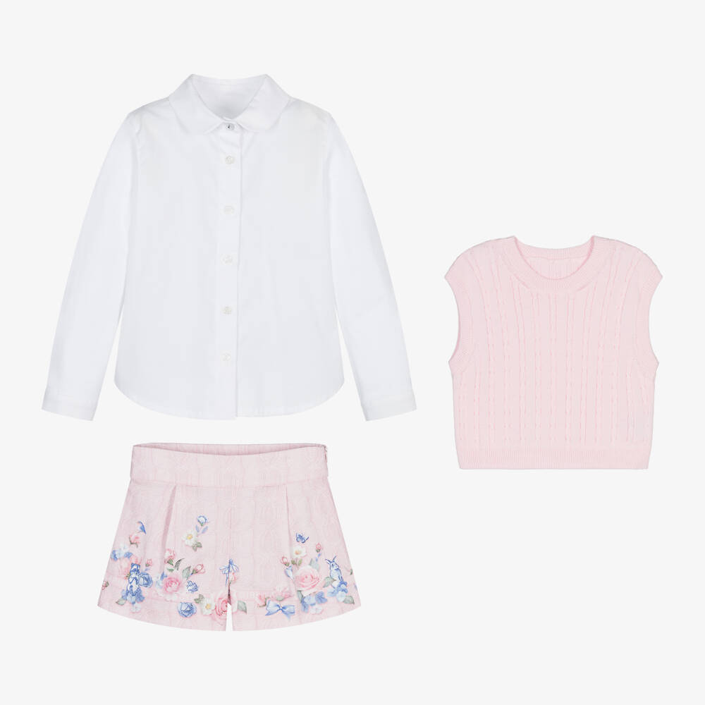 Lapin House-Girls Pink Blouse & Shorts Ensemble | Childrensalon Outlet