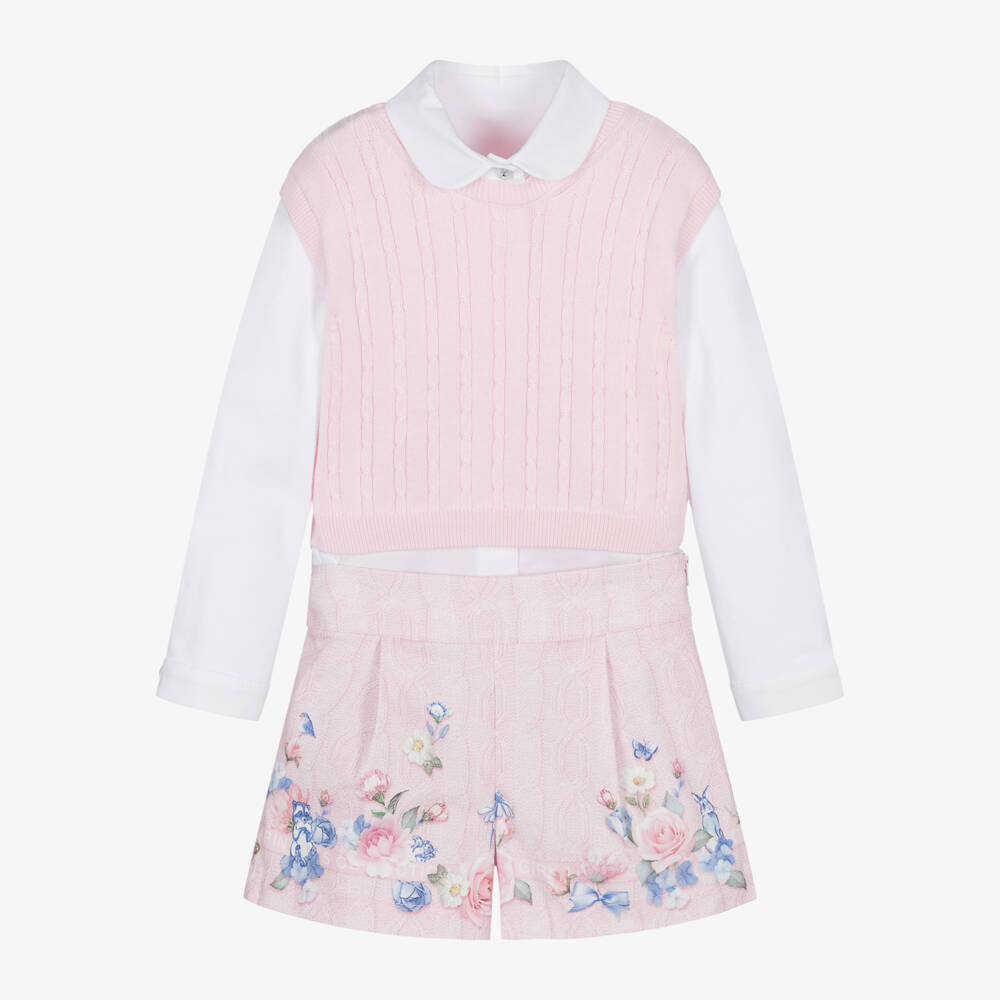 Lapin House-Girls Pink Blouse & Shorts Ensemble | Childrensalon Outlet