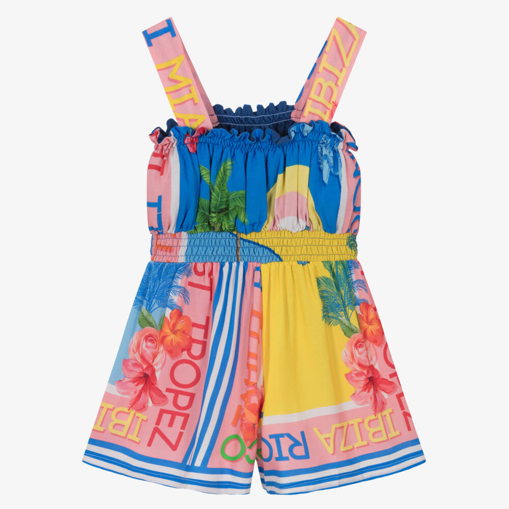Lapin House-Girls Pink & Blue Adventure Playsuit | Childrensalon Outlet