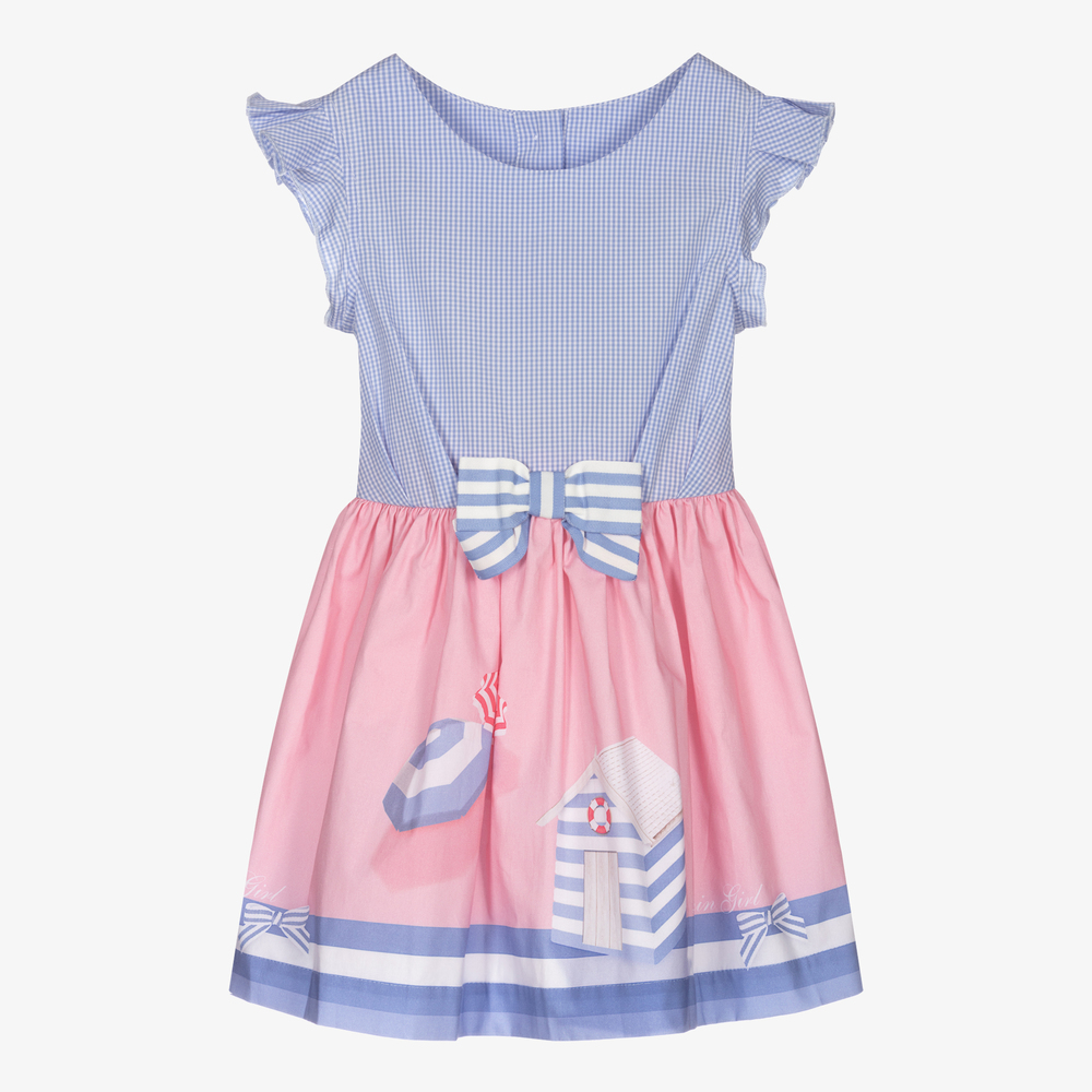 Lapin House - Girls Pink & Blue Cotton Dress | Childrensalon