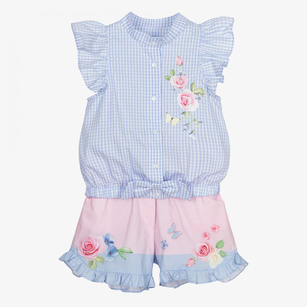 Lapin House-Girls Pink & Blue Shorts Set | Childrensalon Outlet