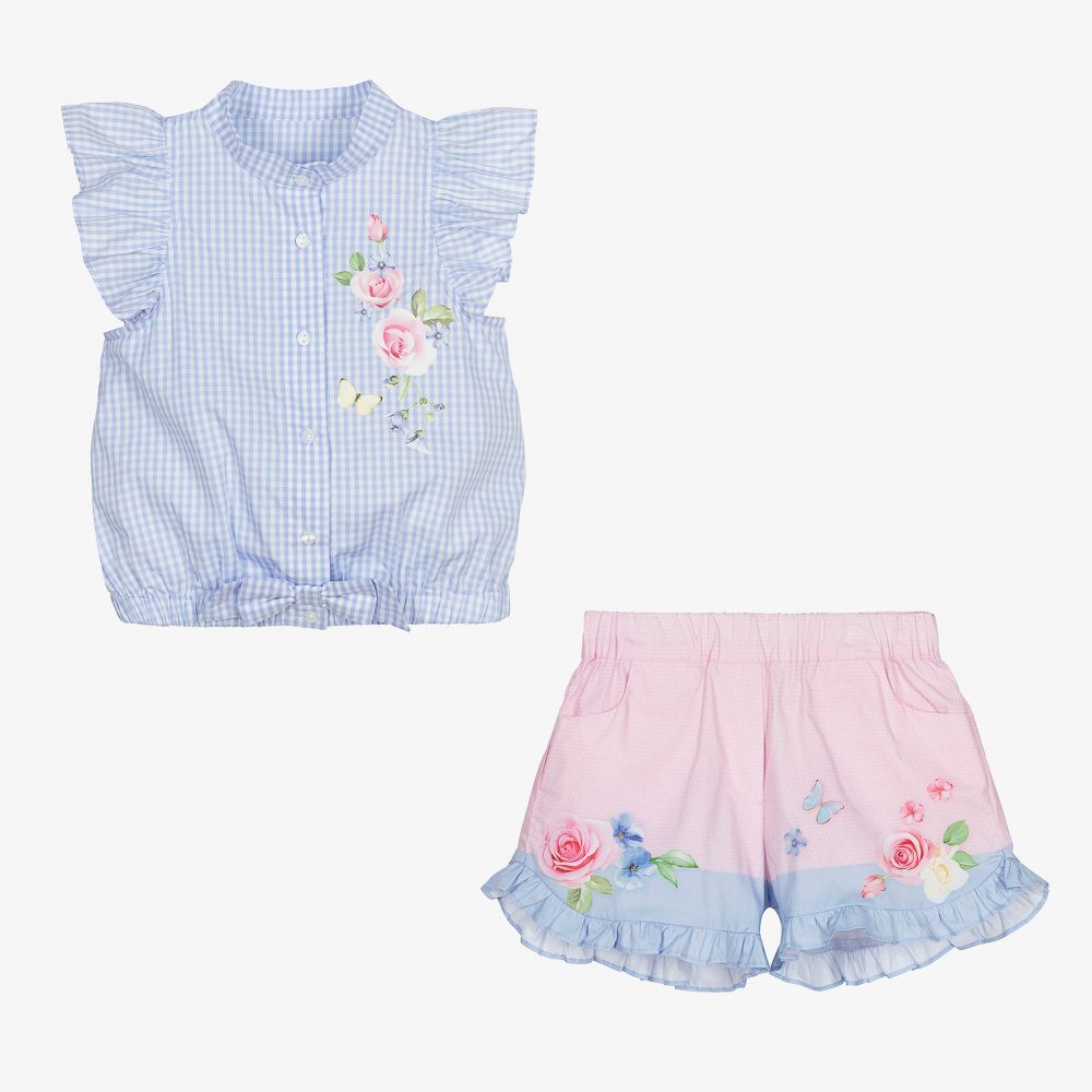 Lapin House-Girls Pink & Blue Shorts Set | Childrensalon Outlet