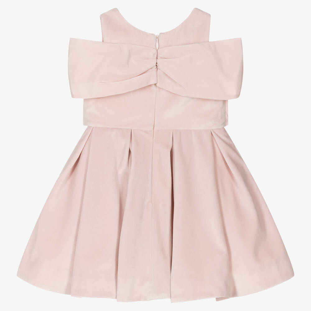 Lapin House-Girls Pink Bow Velvet Dress | Childrensalon Outlet