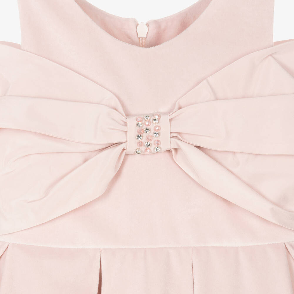 Lapin House-Girls Pink Bow Velvet Dress | Childrensalon Outlet