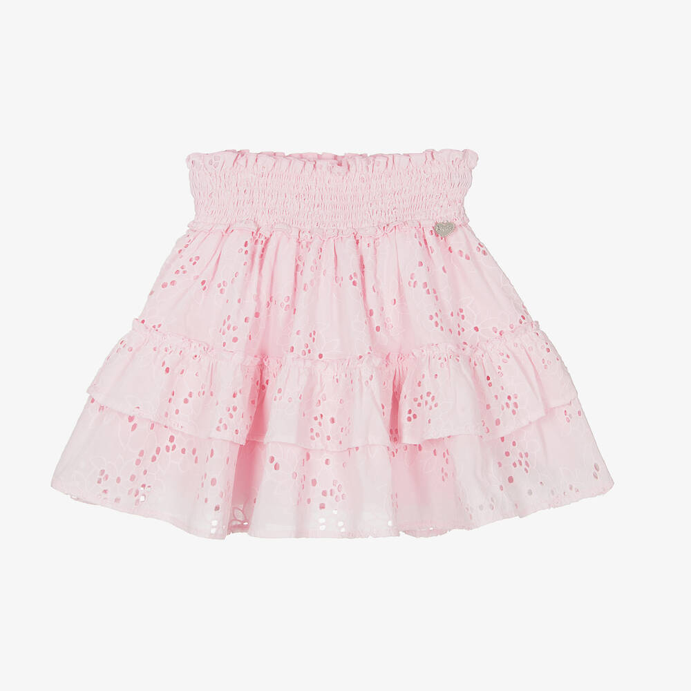 Lapin House-Girls Pink Broderie Anglaise Skirt  | Childrensalon Outlet
