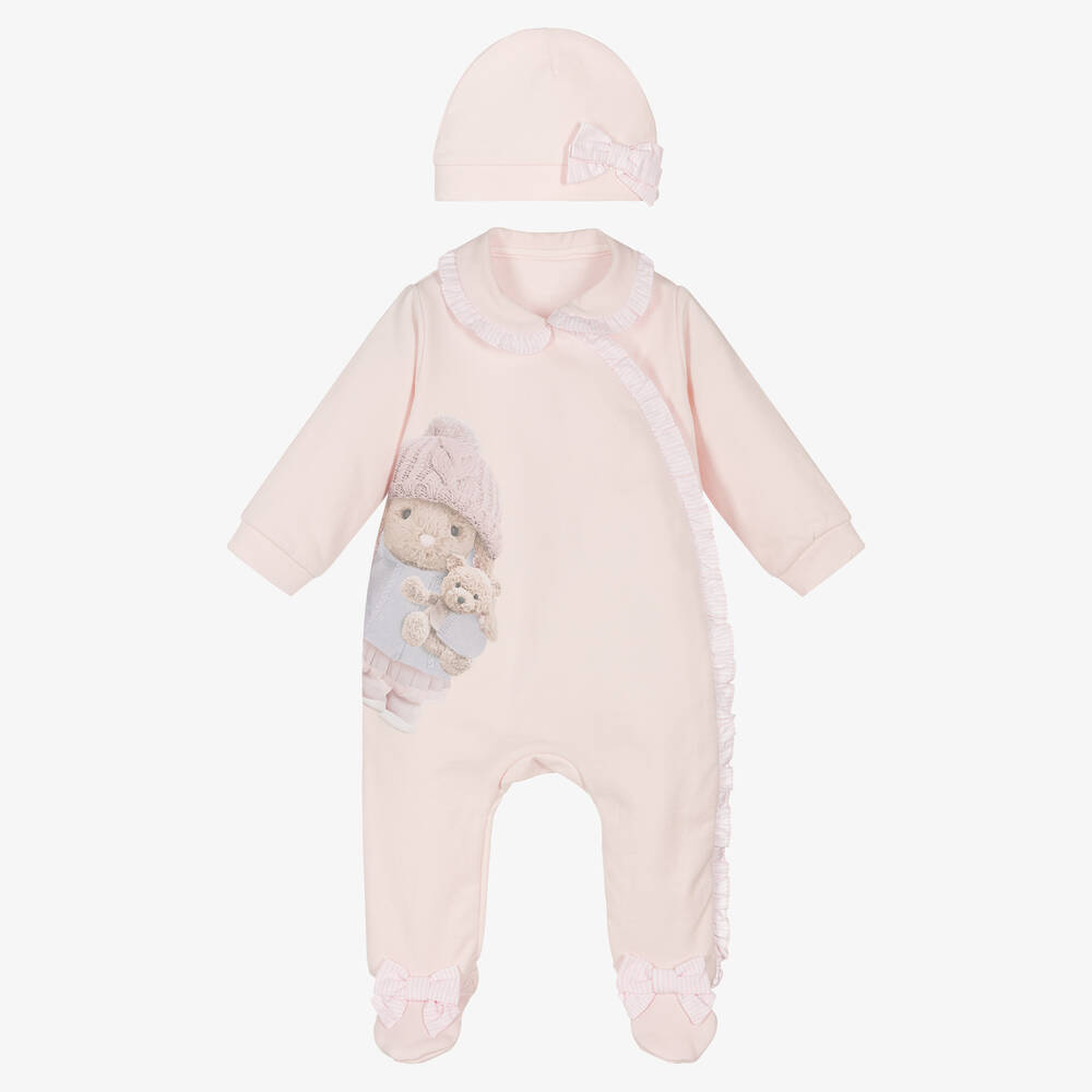 Lapin House - Girls Pink Bunny Babygrow Set | Childrensalon