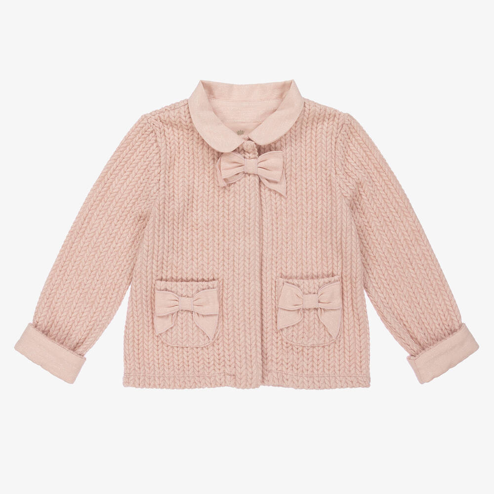 Lapin House-Girls Pink Cable Knit Cardigan | Childrensalon Outlet