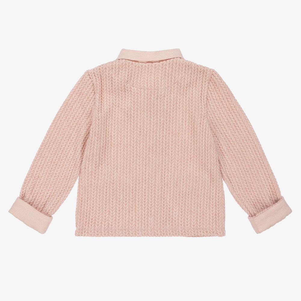 Lapin House-كارديغان فيسكوز محبوك لون زهري للبنات | Childrensalon Outlet