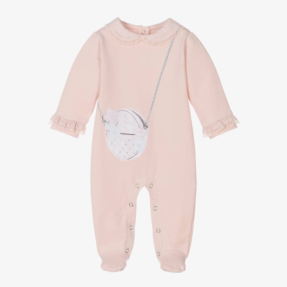 Lapin House - Girls Pink Cotton Babygrow | Childrensalon