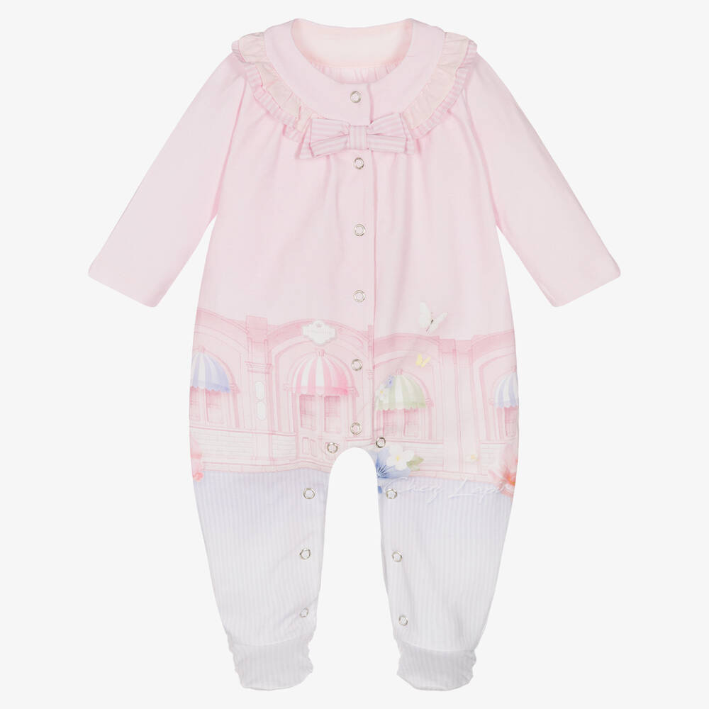 Lapin House - Girls Pink Cotton Babygrow | Childrensalon
