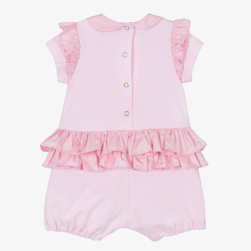Lapin House-Girls Pink Cotton Bicycle Romper | Childrensalon Outlet