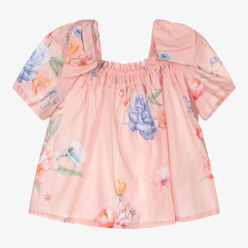 لابين هاوس-Girls Pink Cotton Blouse | Childrensalon Outlet
