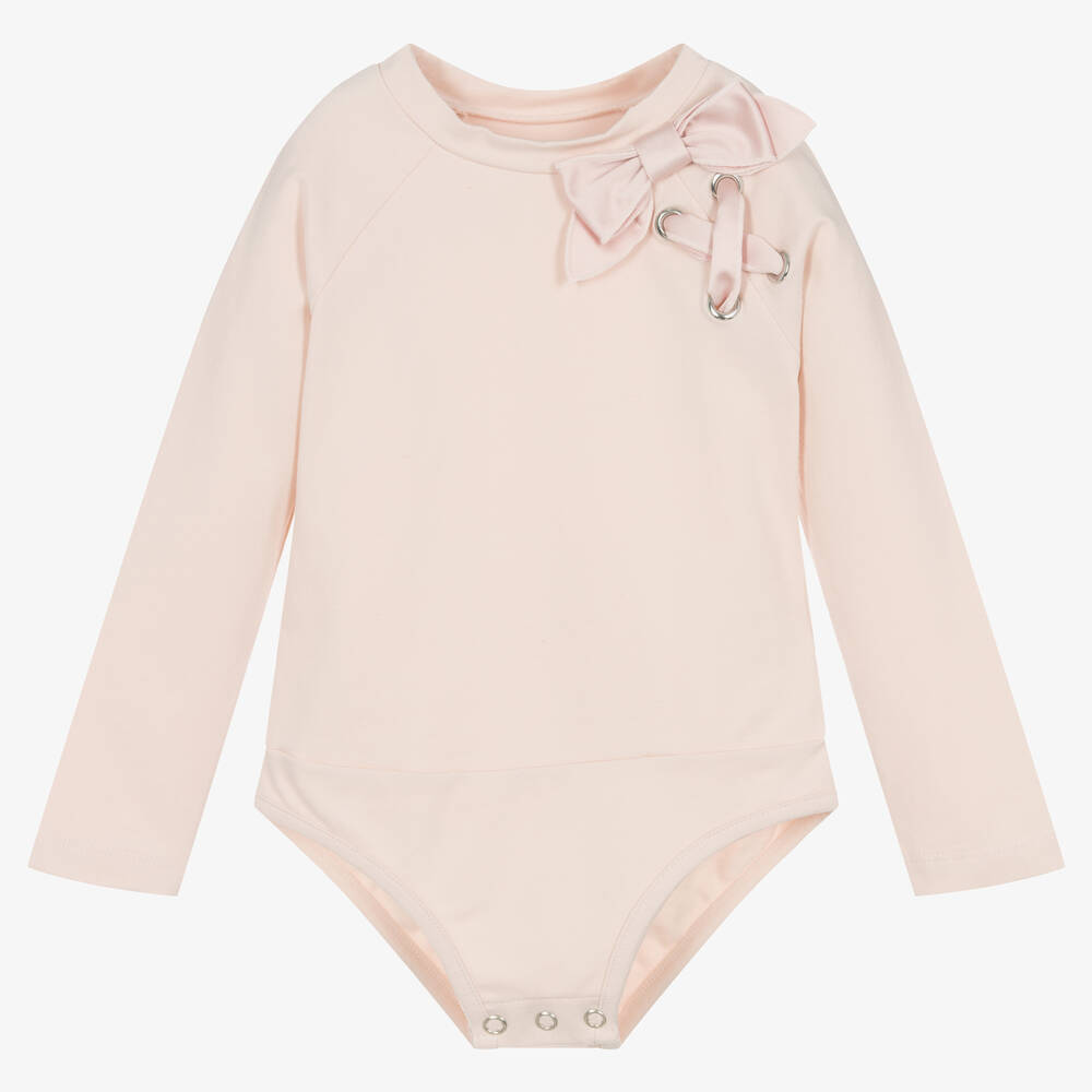 Lapin House - Girls Pink Cotton Bodysuit Top | Childrensalon