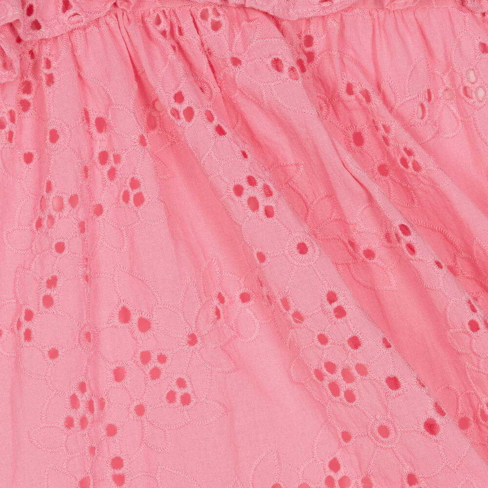 Lapin House-Girls Pink Cotton Broderie Anglaise Dress | Childrensalon Outlet