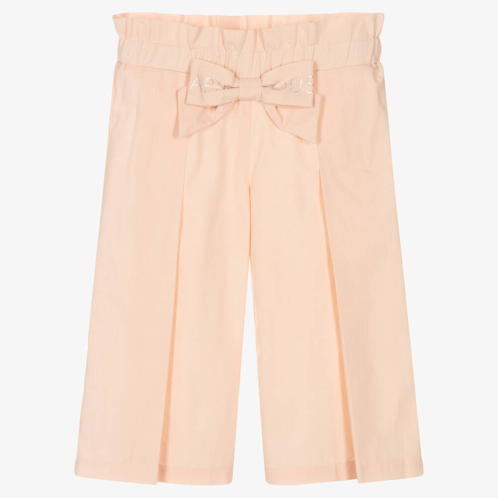 Lapin House - Girls Pink Cotton Cropped Trousers | Childrensalon