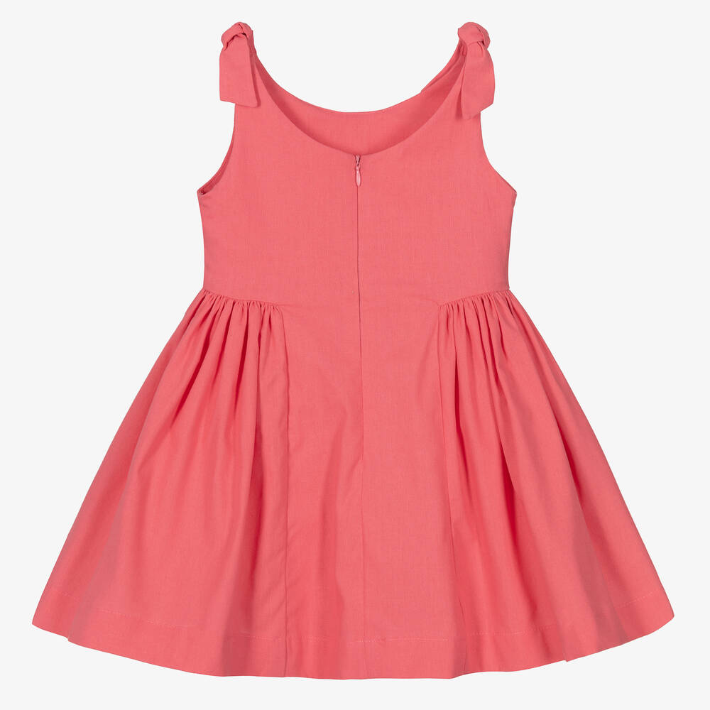 Lapin House-فستان قطن لون زهري بطبعة ورود | Childrensalon Outlet