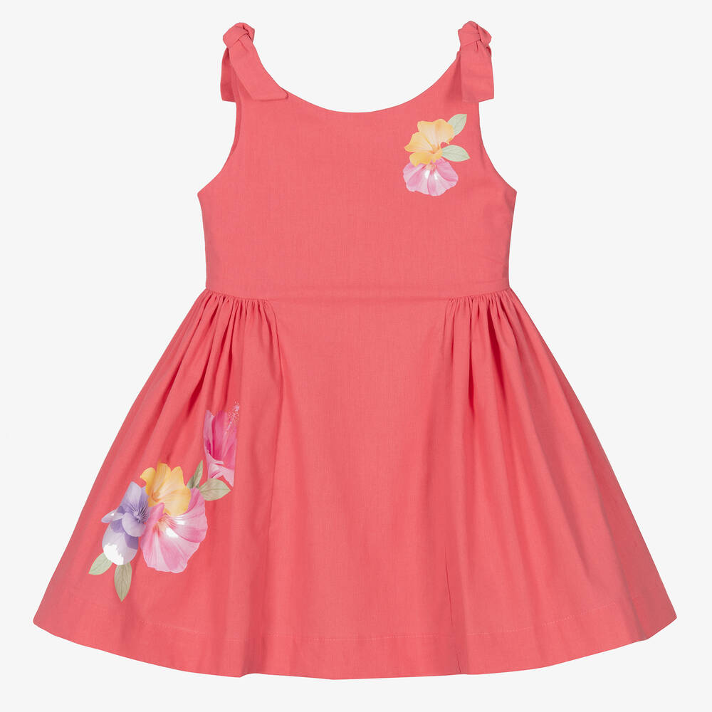 Lapin House - Girls Pink Cotton Floral Dress | Childrensalon