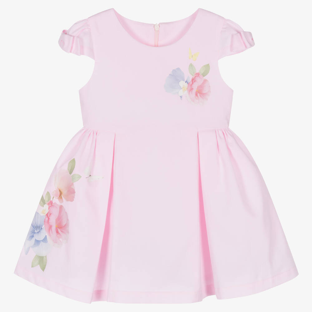 Lapin House - Girls Pink Cotton Floral Dress | Childrensalon