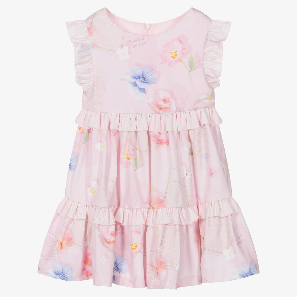 Lapin House - Robe rose en coton à fleurs fille | Childrensalon