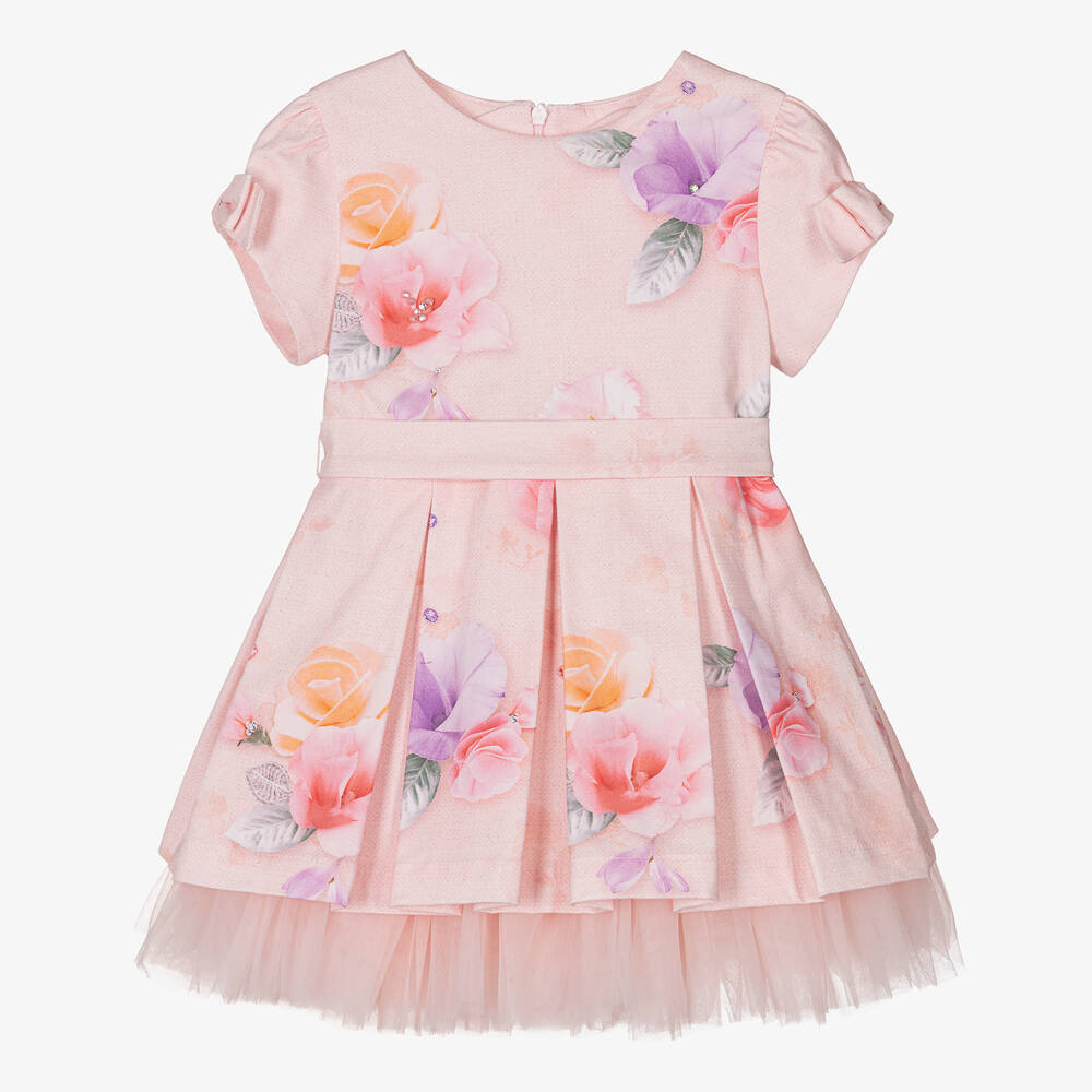 Lapin House - Розовое хлопковое платье с цветами | Childrensalon