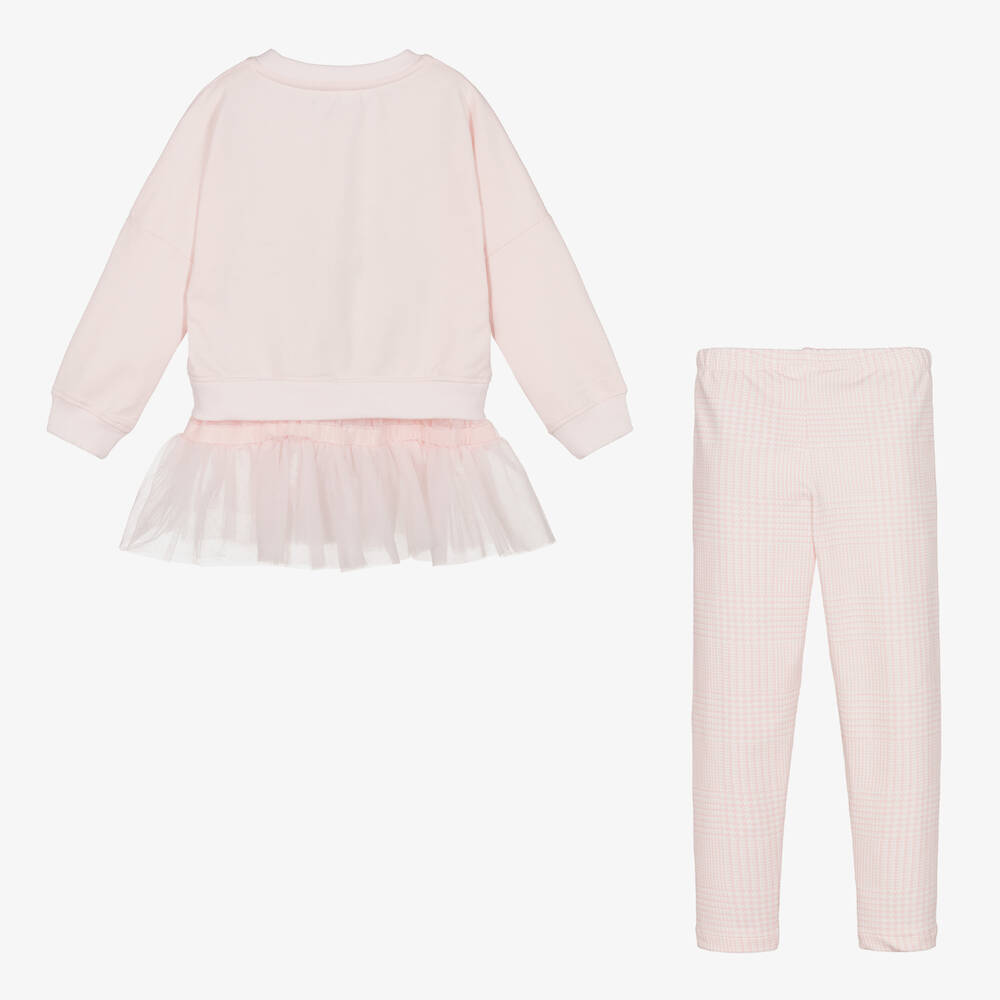 Lapin House-طقم ليقنز  بطبعة ورود قطن جيرسي لون زهري للبنات | Childrensalon Outlet