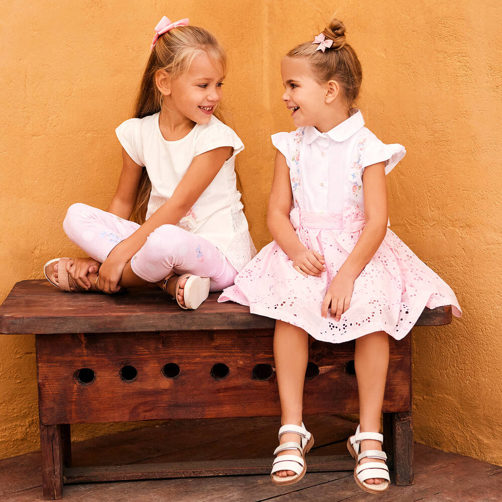 Lapin House-Girls Pink Cotton Floral Leggings Set | Childrensalon Outlet