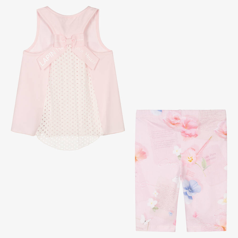 Lapin House-Розовый топ и шорты из хлопка с цветами | Childrensalon Outlet