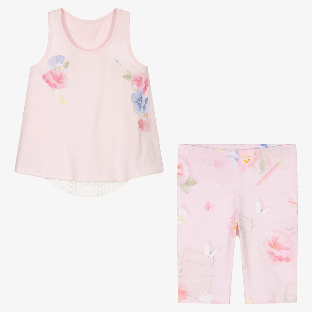 Lapin House-Розовый топ и шорты из хлопка с цветами | Childrensalon Outlet