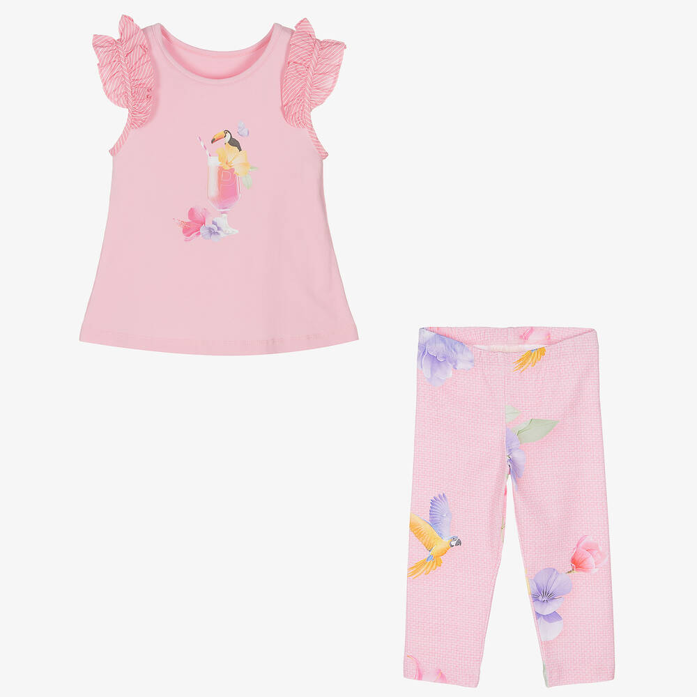 Lapin House-Girls Pink Cotton Jersey Leggings Set | Childrensalon Outlet